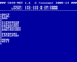 CAOSNET 1.5 NW Menü